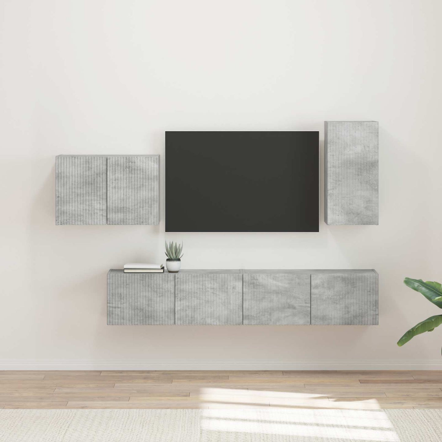 Set di Mobiletto da TV a Parete 4 pcs Grigio cemento