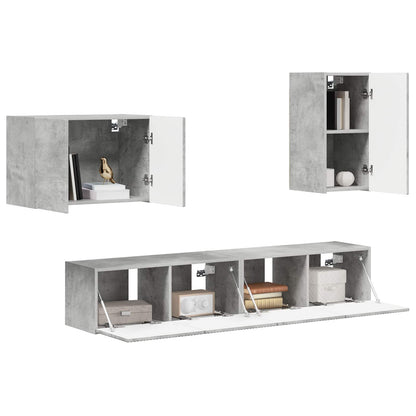 Set di Mobiletto da TV a Parete 4 pcs Grigio cemento