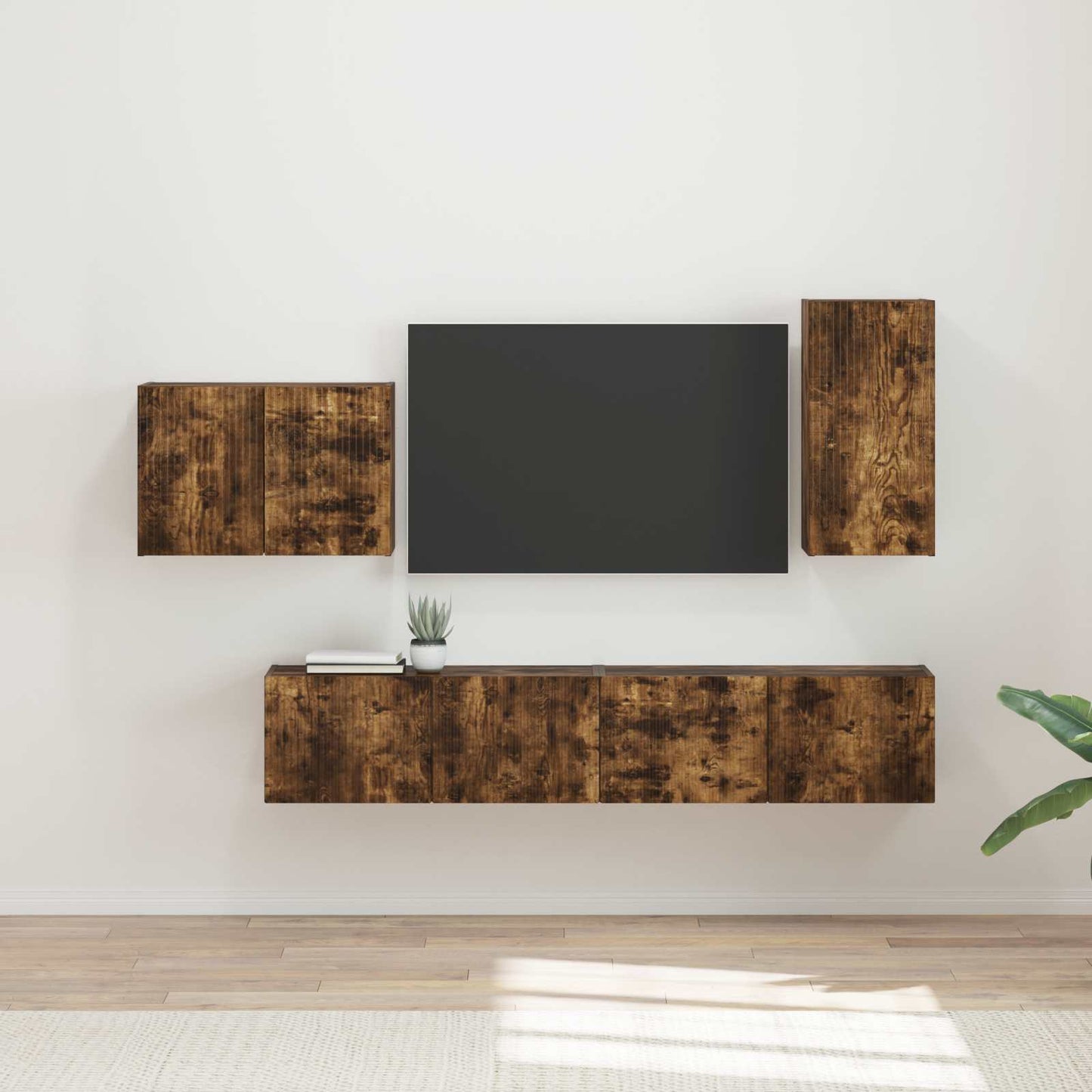 Set di Mobiletto da TV a Parete 4 pcs Rovere fumé