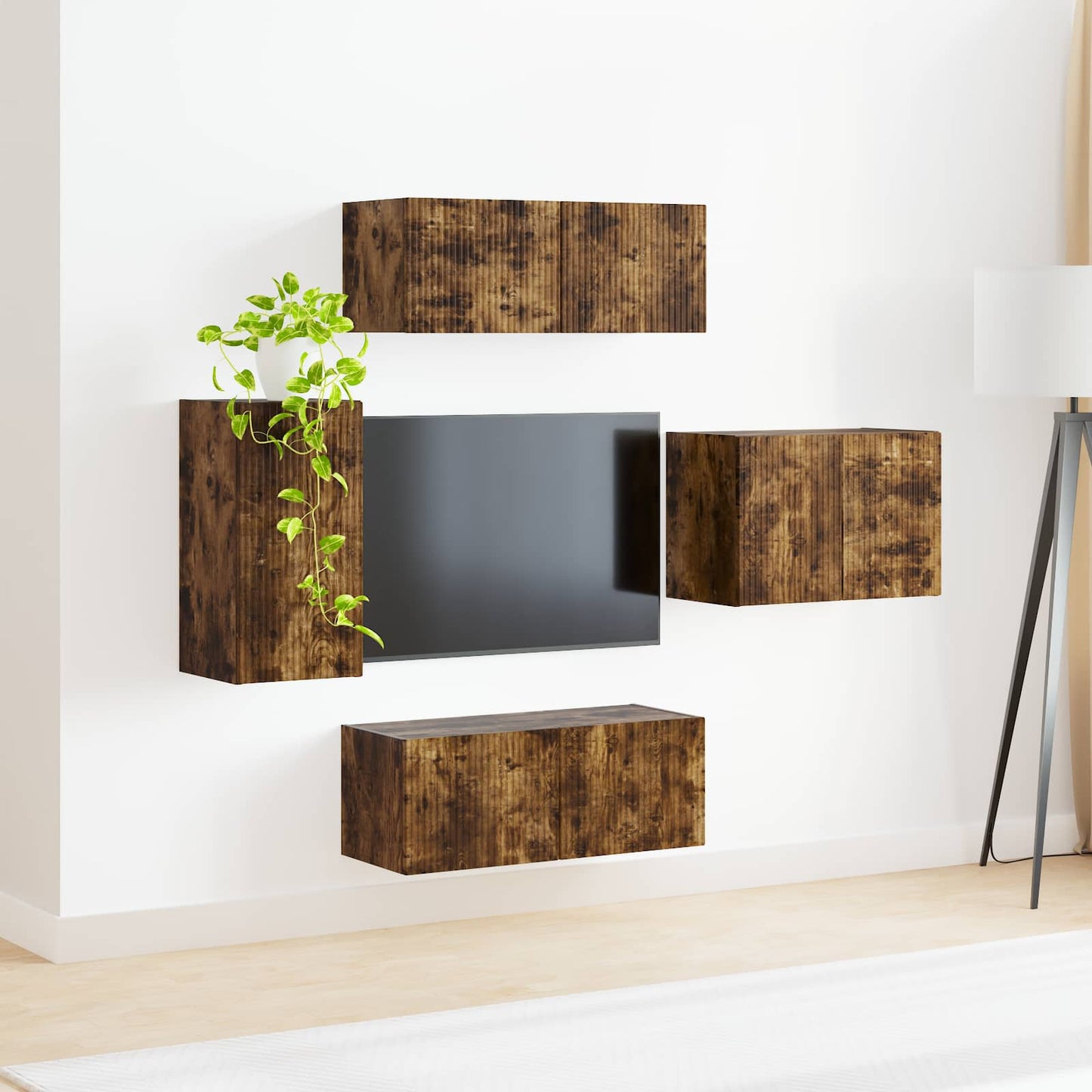 Set di Mobiletto da TV a Parete 4 pcs Rovere fumé