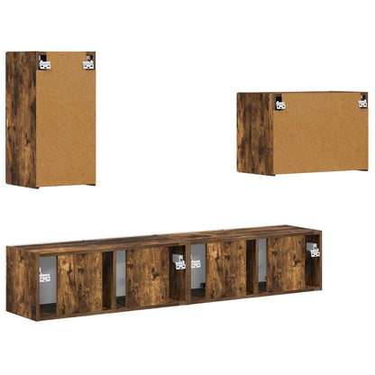 Set di Mobiletto da TV a Parete 4 pcs Rovere fumé