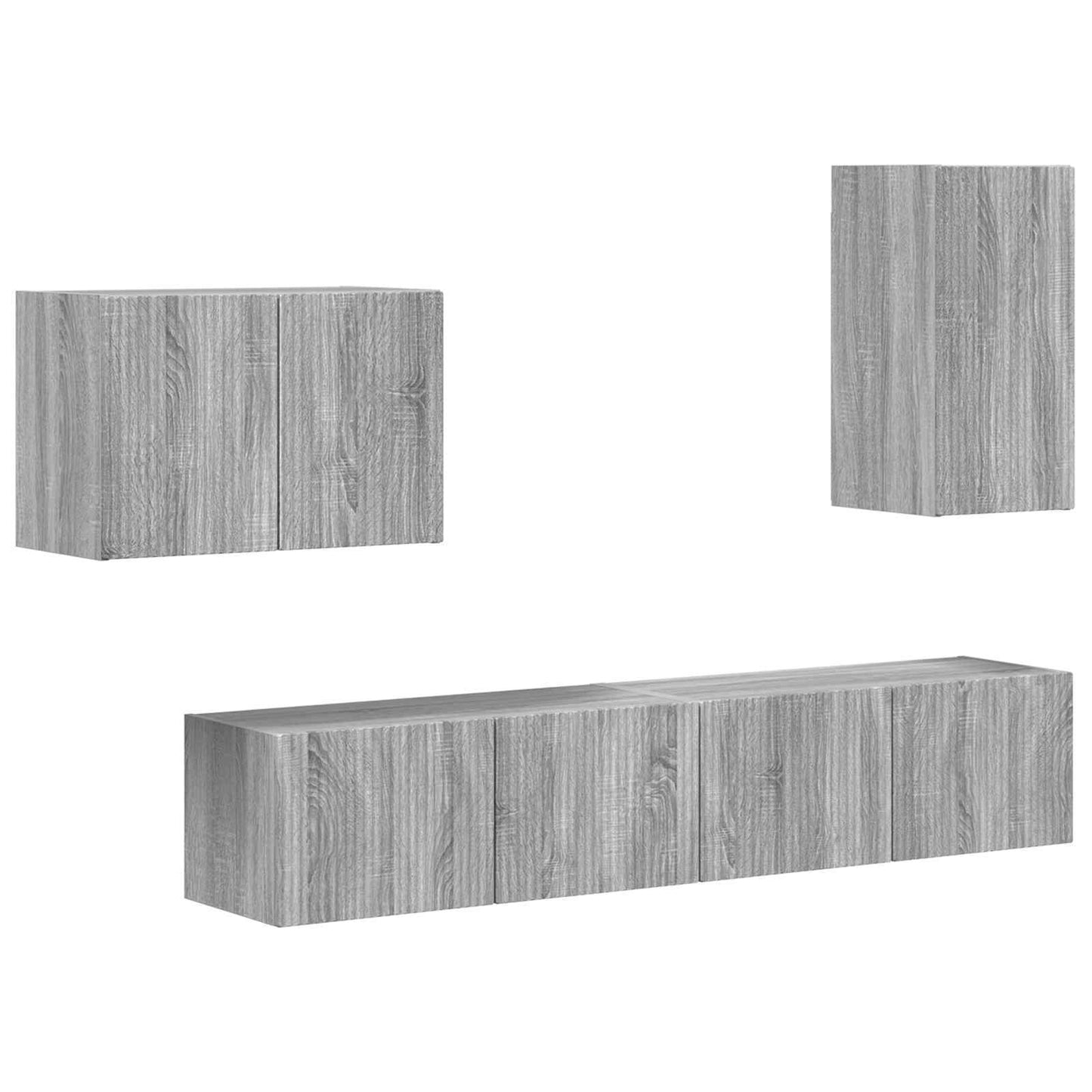 Set di Mobiletto da TV a Parete 4 pcs Grigio Sonoma | homemem39