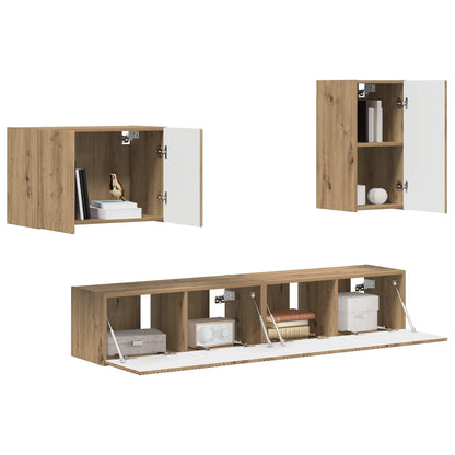 Set di Mobiletto da TV a Parete 4 pcs Rovere artigianale