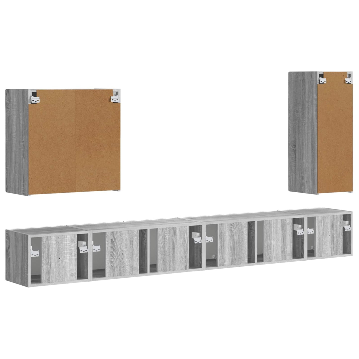 Set di Mobiletto da TV a Parete 6 pcs Grigio Sonoma | homemem39