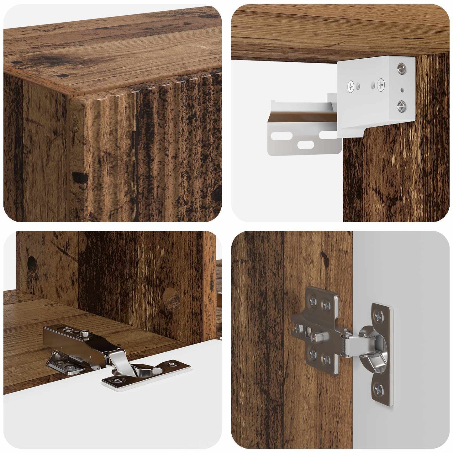 Set di Mobiletto da TV a Parete 6 pcs Legno vecchio | homemem39