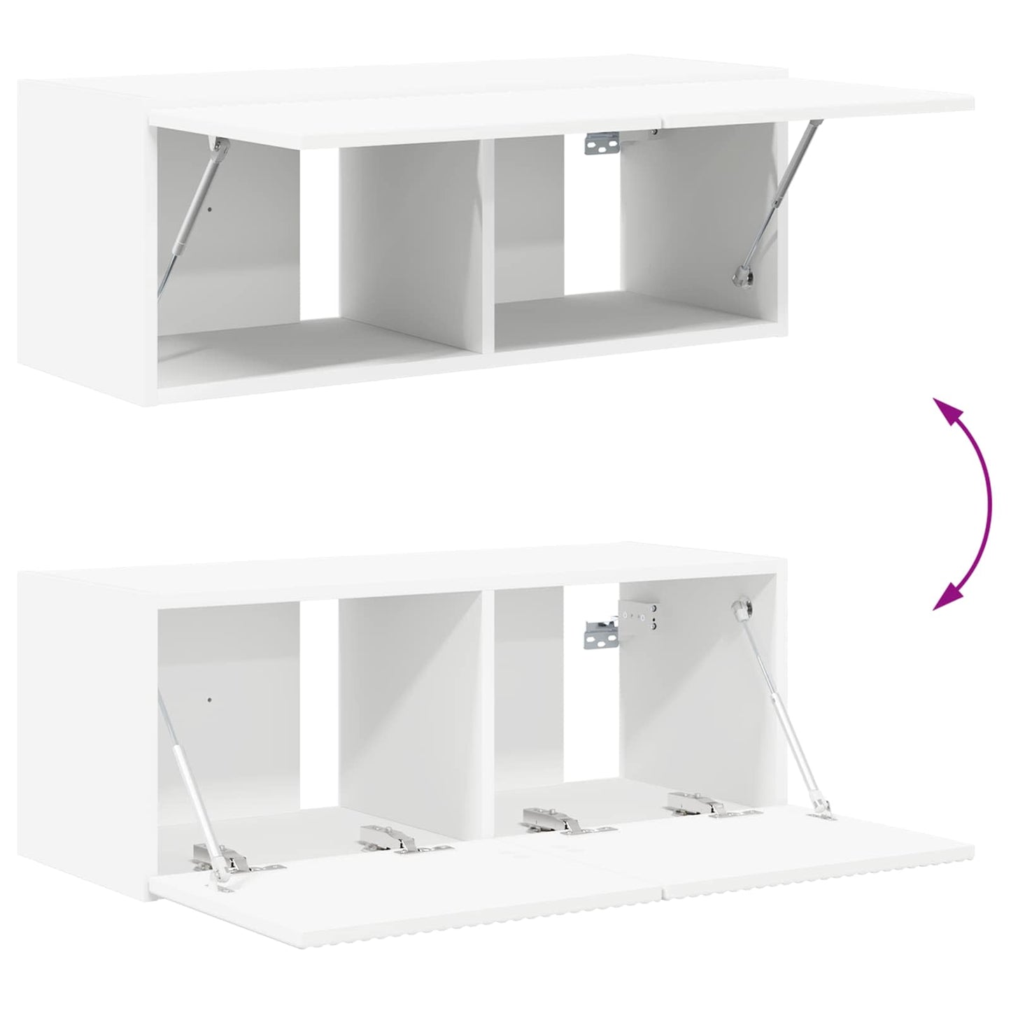 Set mobile TV Montaggio a parete 2 pcs Bianco Legno multistrato | homemem39