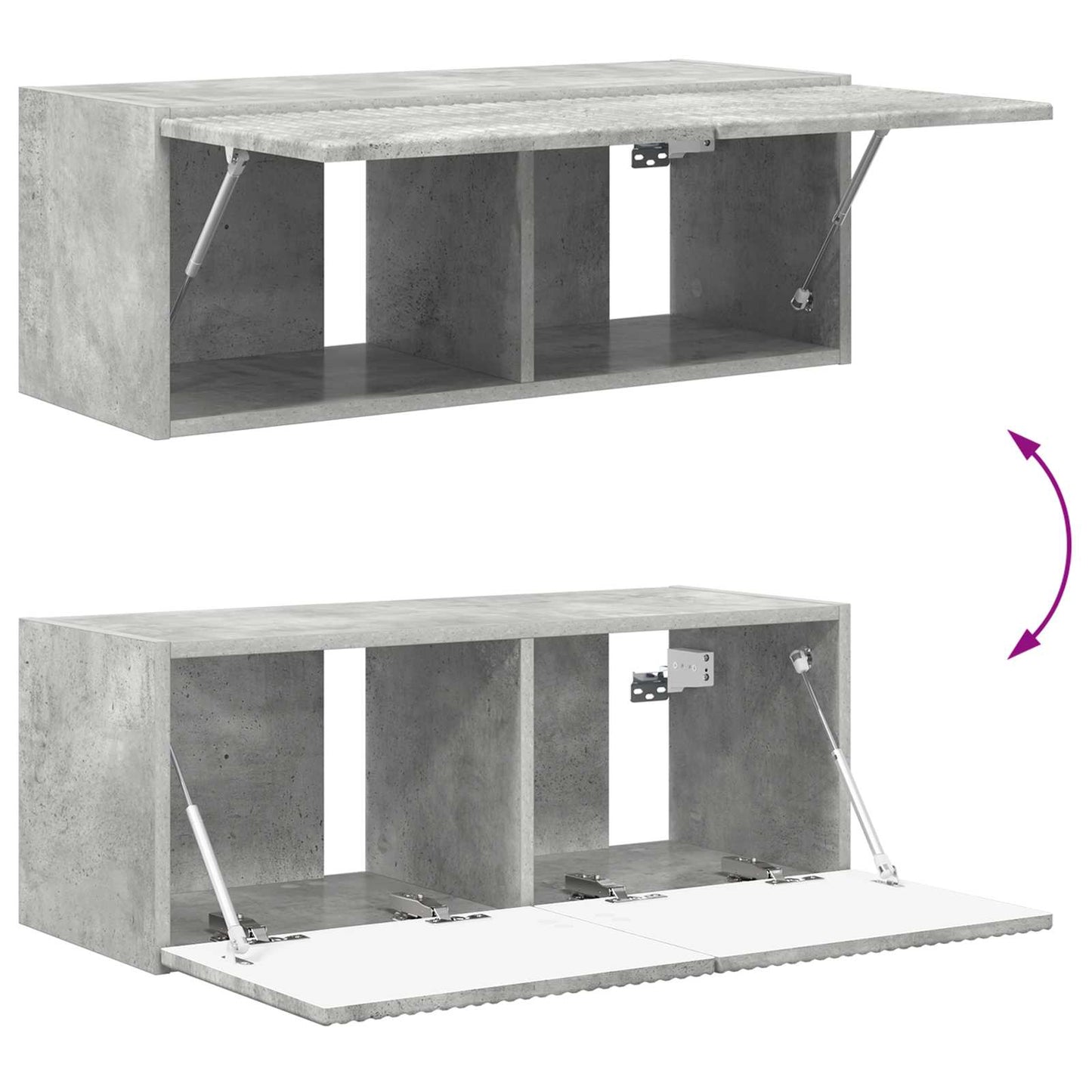 Set mobile TV 2 pcs Grigio cemento Legno multistrato | homemem39