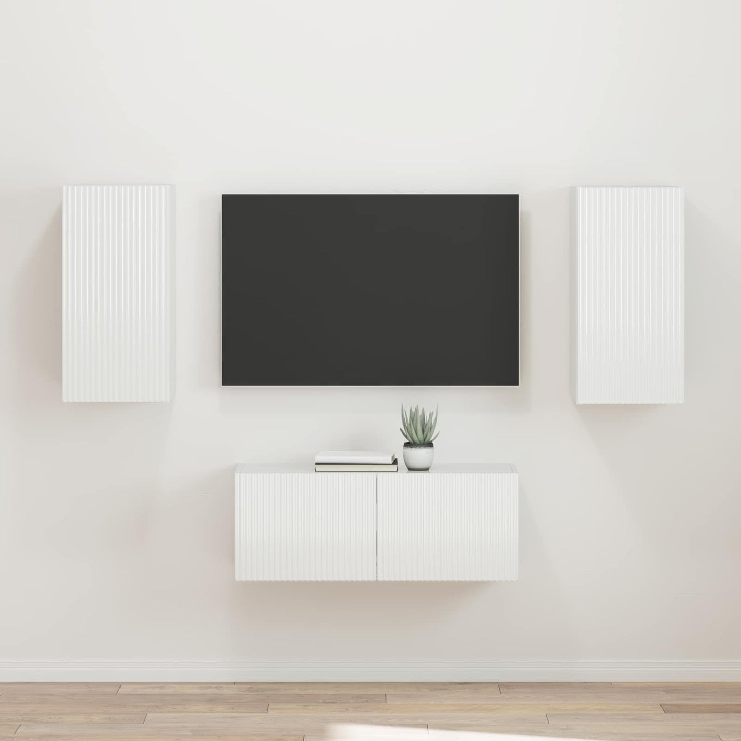 Set mobile TV 2 pcs Bianco Lucido Legno multistrato
