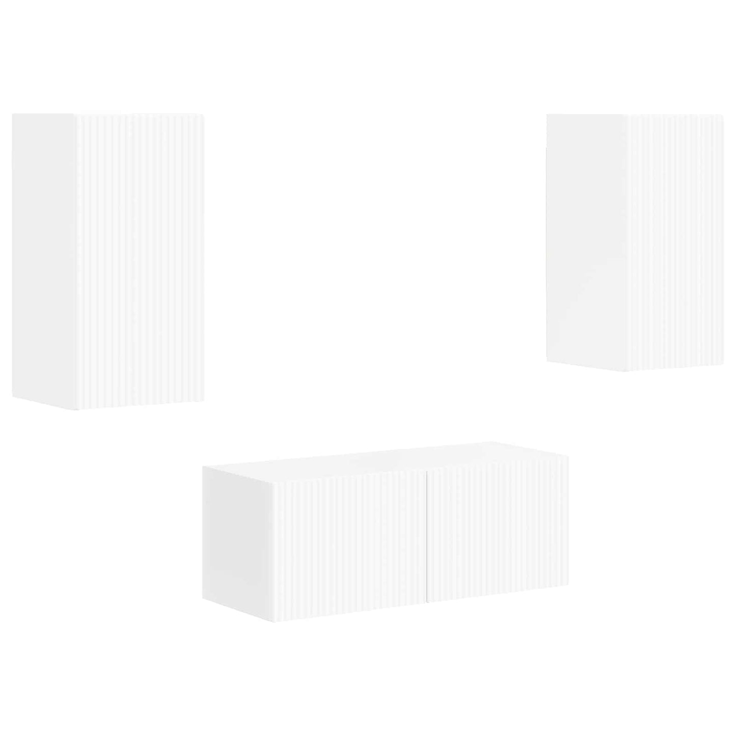 Set mobile TV 2 pcs Bianco Lucido Legno multistrato