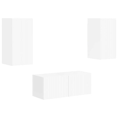 Set mobile TV 2 pcs Bianco Lucido Legno multistrato