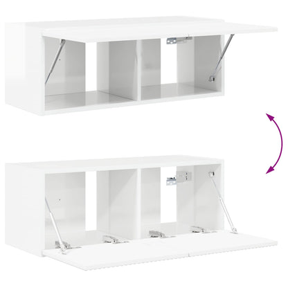 Set mobile TV 2 pz Bianco Lucido Legno ingegnerizzato