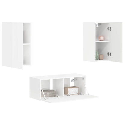 Set mobile TV 2 pcs Bianco Lucido Legno multistrato