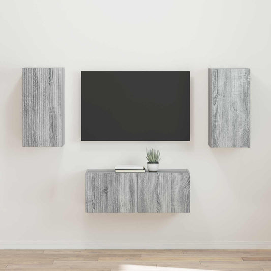 Set mobile TV 2 pcs Grigio Sonoma Legno multistrato