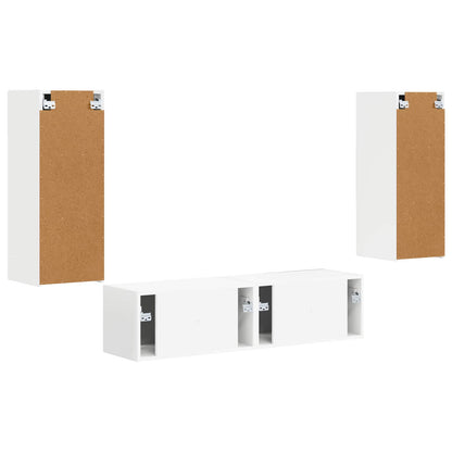 Set mobile TV Montaggio a parete 2 pcs Bianco Legno multistrato