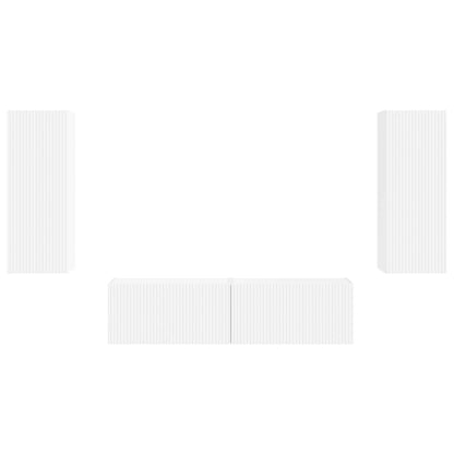 Set mobile TV Montaggio a parete 2 pcs Bianco Legno multistrato