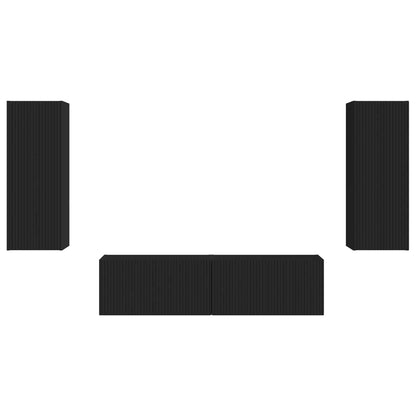 Set mobile TV Montaggio a parete 2 pcs Nero Legno multistrato