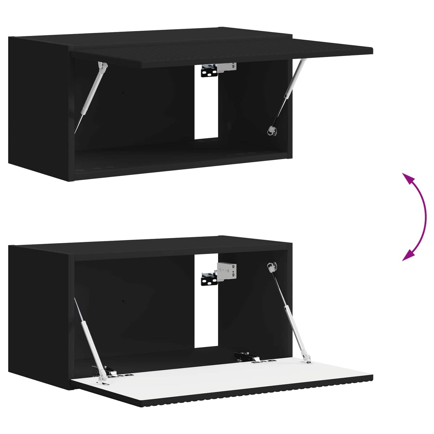 Set mobile TV Montaggio a parete 2 pcs Nero Legno multistrato | homemem39