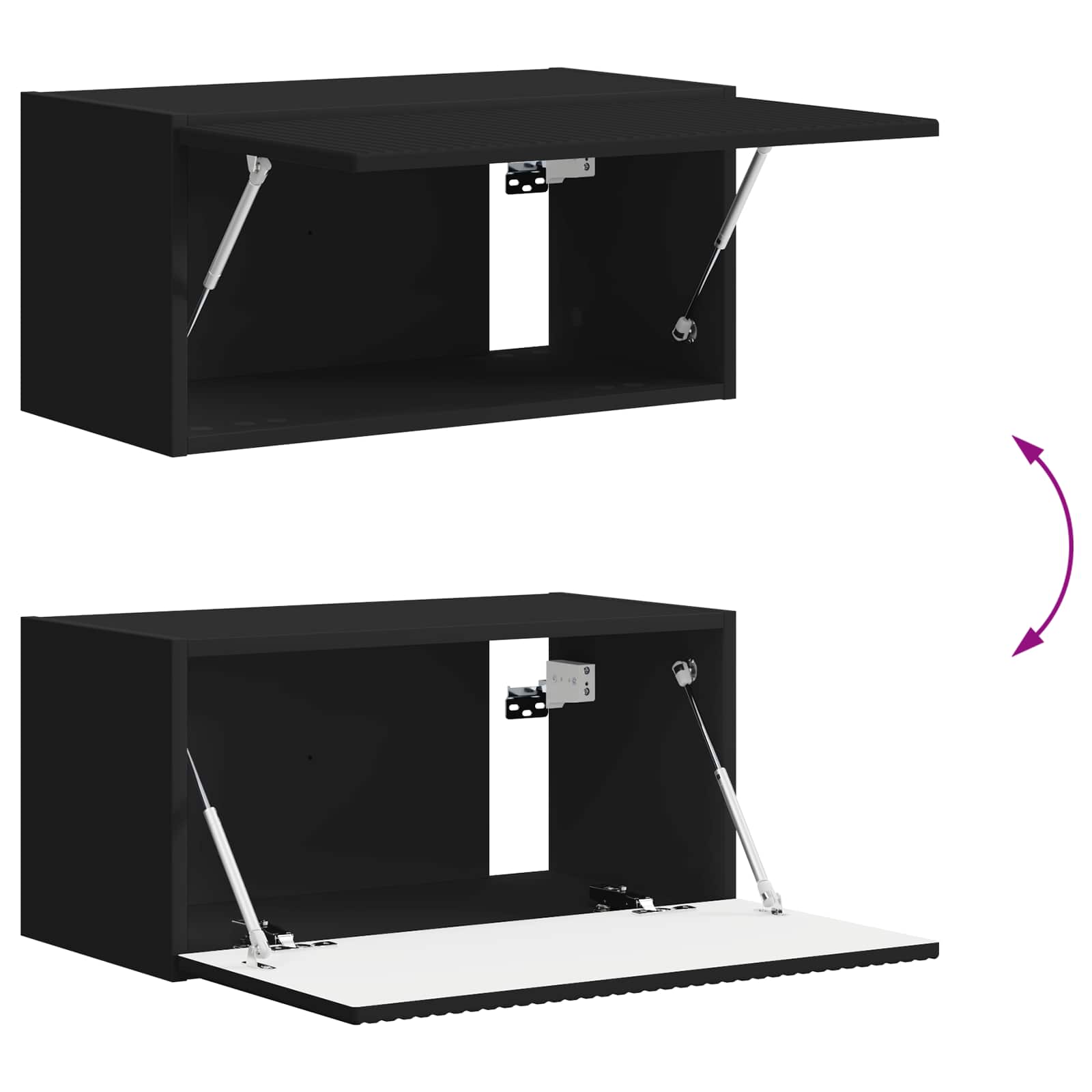 Set mobile TV Montaggio a parete 2 pcs Nero Legno multistrato | homemem39