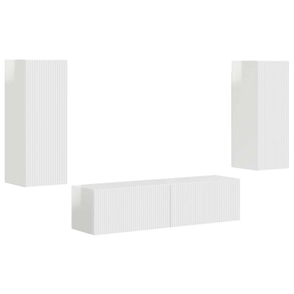 Set mobile TV 2 pcs Bianco Lucido Legno multistrato