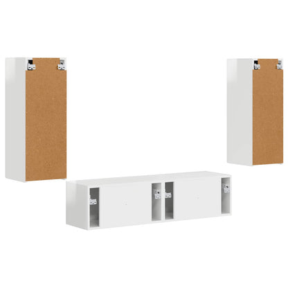 Set mobile TV 2 pcs Bianco Lucido Legno multistrato