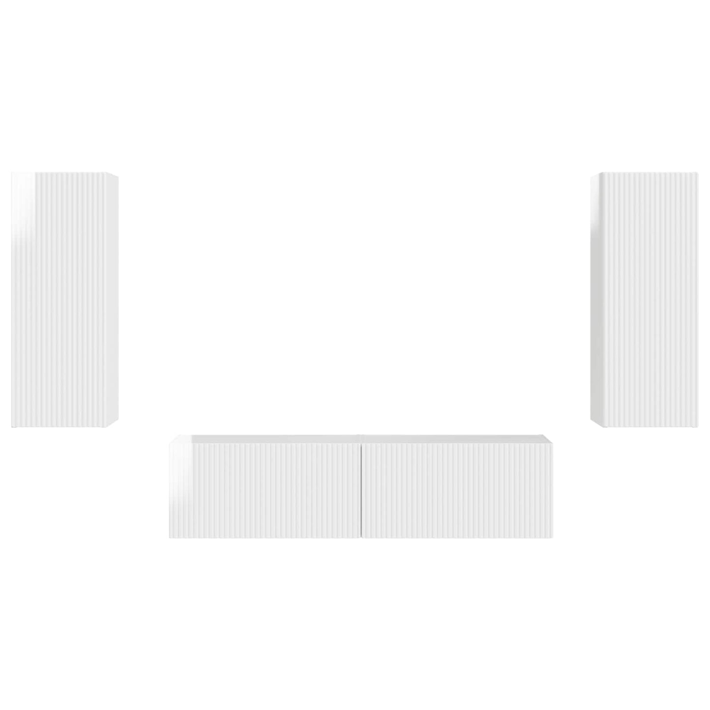 Set mobile TV 2 pcs Bianco Lucido Legno multistrato