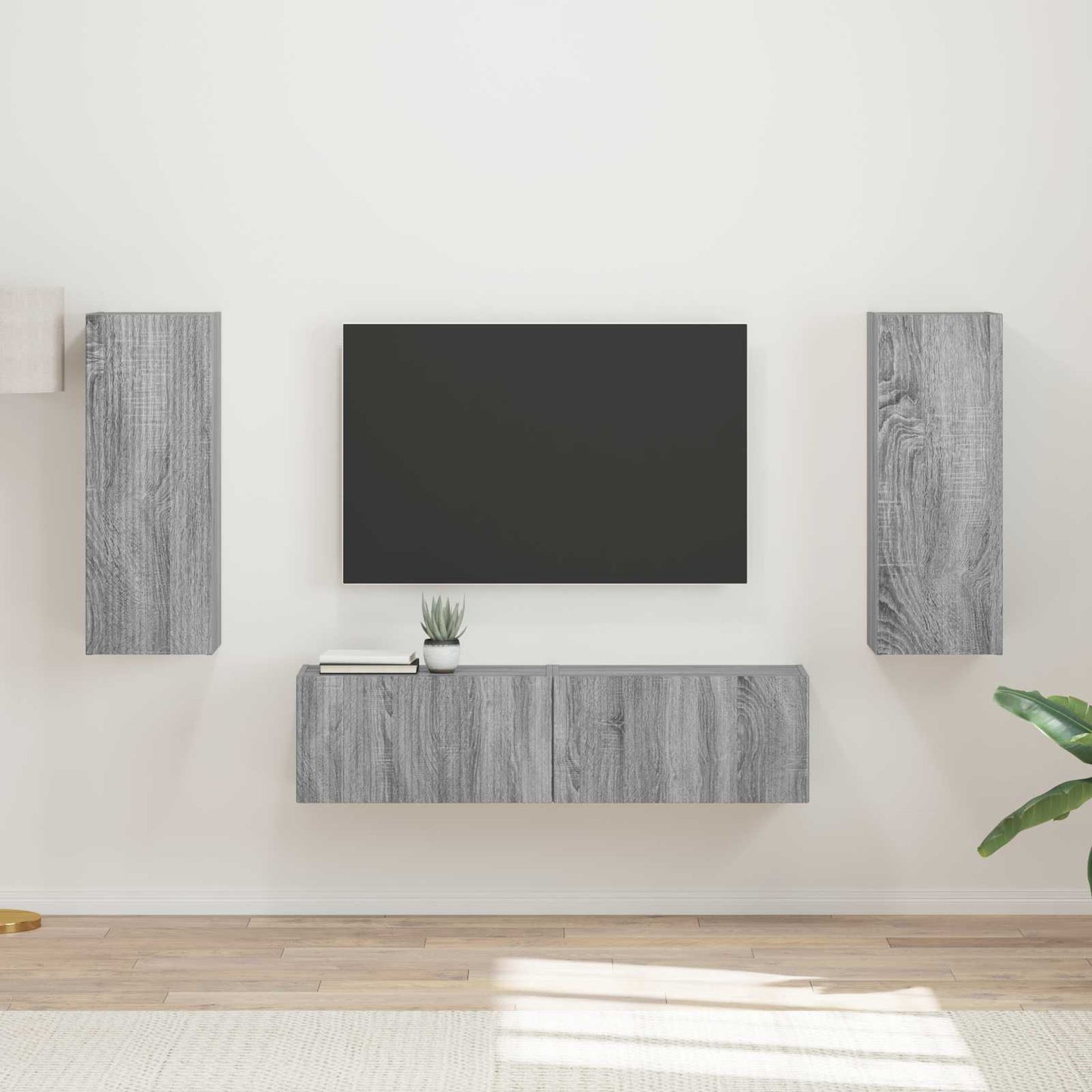 Set mobile TV 2 pcs Grigio Sonoma Legno multistrato