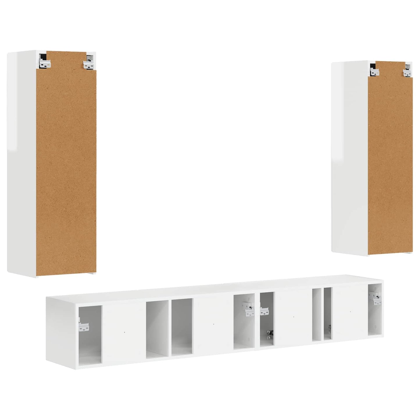 Set mobile TV 3 pcs Bianco Lucido Legno multistrato