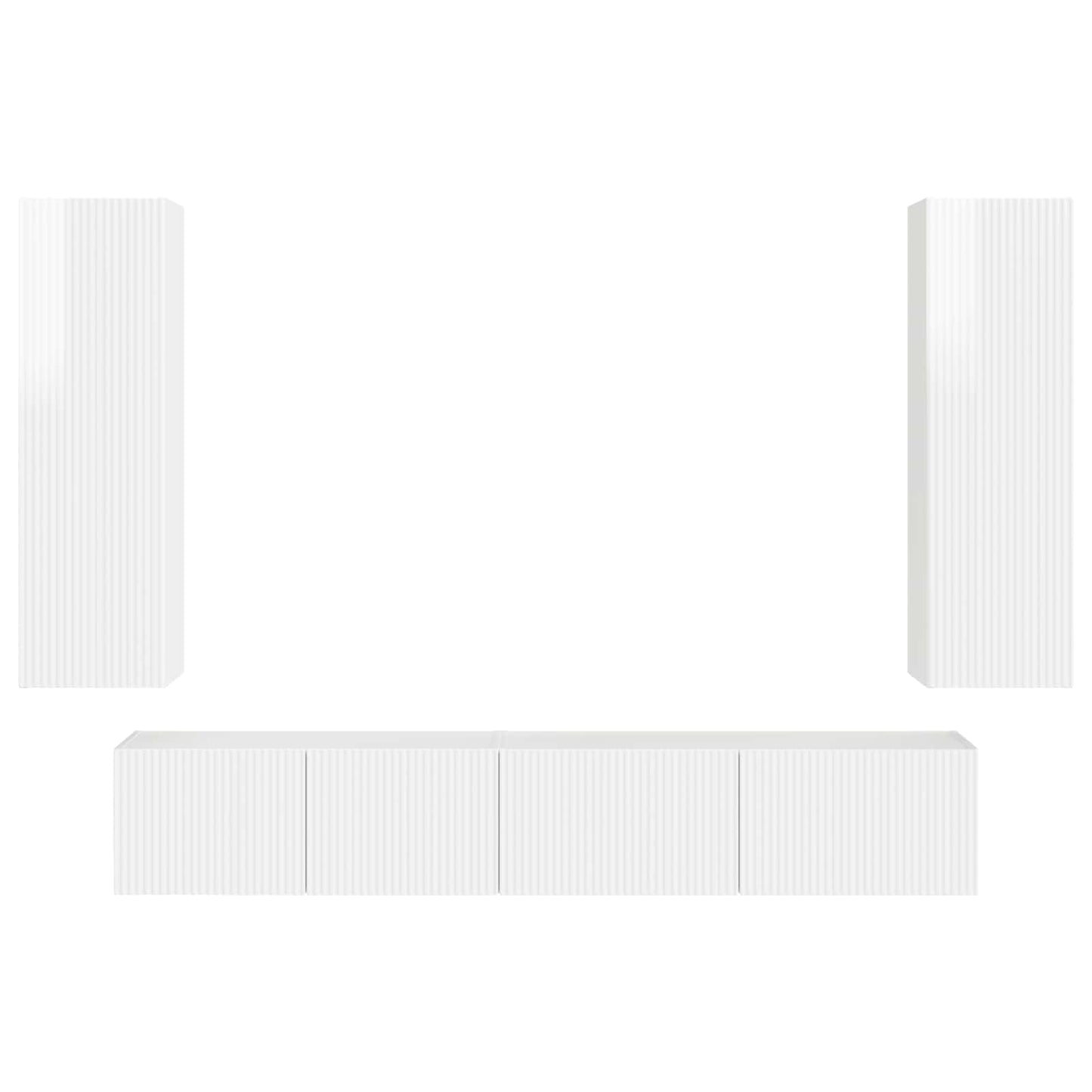 Set mobile TV 3 pcs Bianco Lucido Legno multistrato