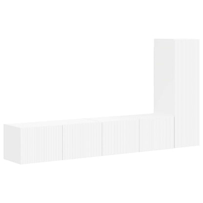 Set mobile TV Montaggio a parete 2 pcs Bianco Legno multistrato