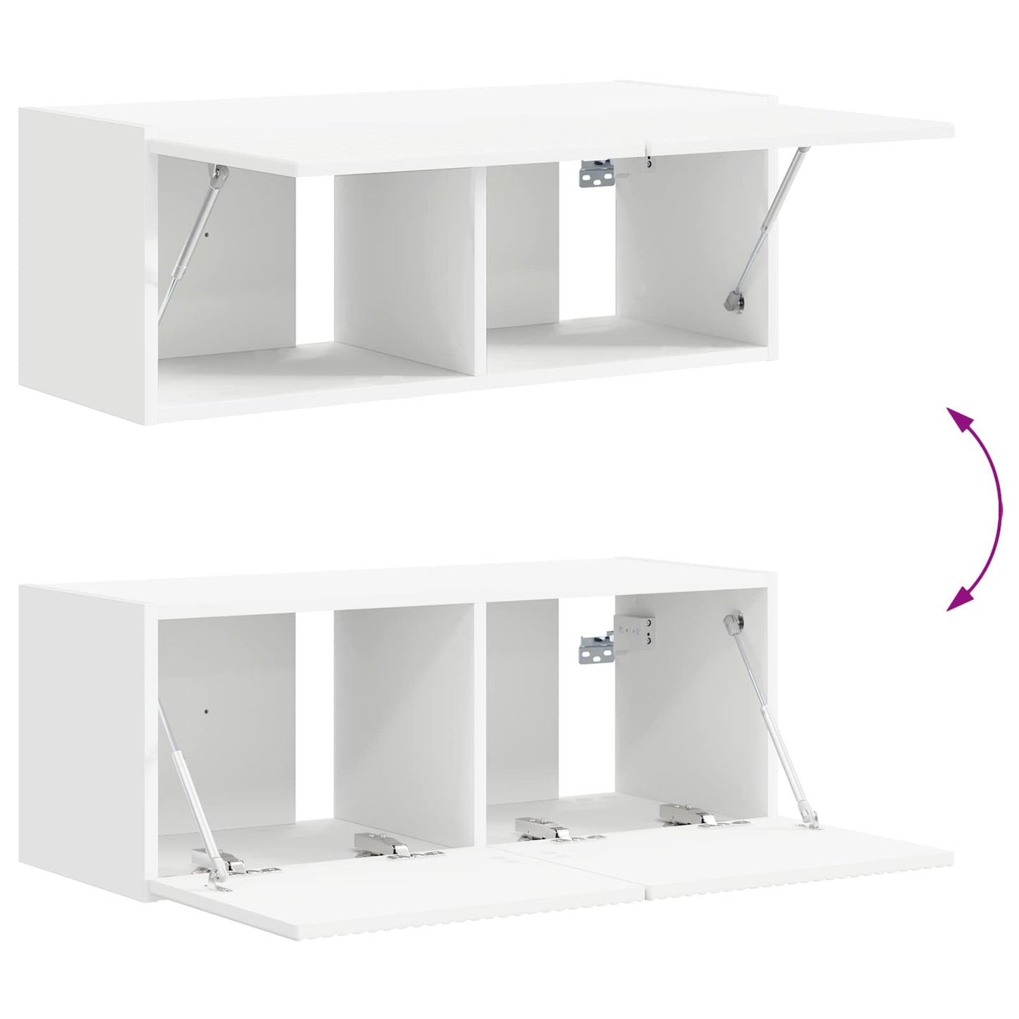 Set mobile TV Montaggio a parete 3 pcs Bianco Legno multistrato | homemem39