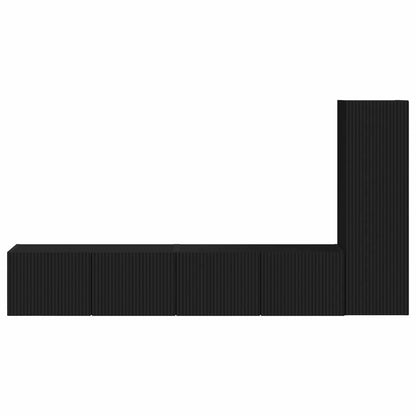 Set mobile TV Montaggio a parete 2 pcs Nero Legno multistrato