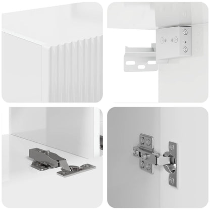 Set mobile TV 2 pcs Bianco Lucido Legno multistrato