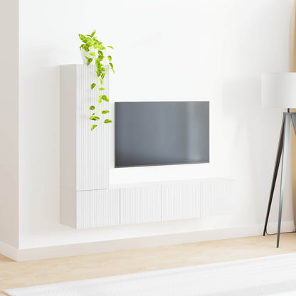 Set mobile TV 2 pcs Bianco Lucido Legno multistrato