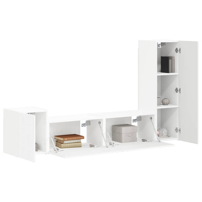 Set mobile TV Montaggio a parete 4 pcs Bianco Legno multistrato