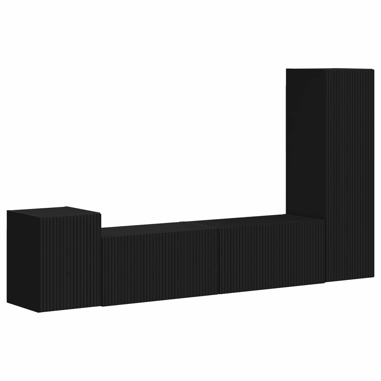 Set mobile TV Montaggio a parete 4 pcs Nero Legno multistrato