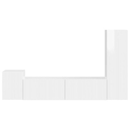 Set mobile TV 4 pcs Bianco Lucido Legno multistrato