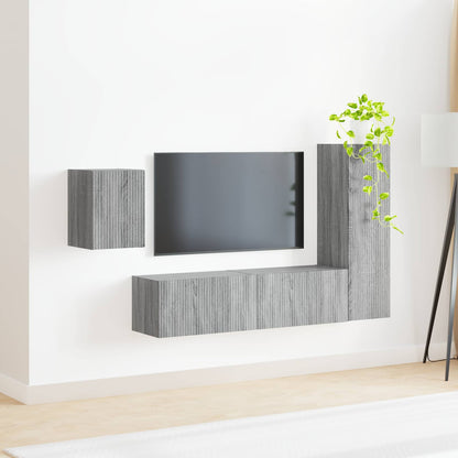 Set mobile TV 4 pcs Grigio Sonoma Legno multistrato