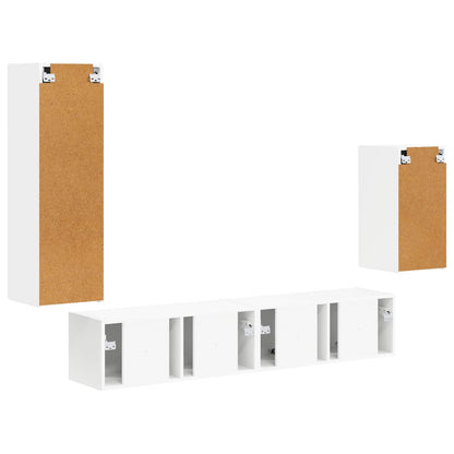 Set mobile TV Montaggio a parete 3 pcs Bianco Legno multistrato