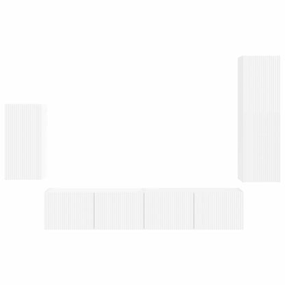 Set mobile TV Montaggio a parete 3 pcs Bianco Legno multistrato