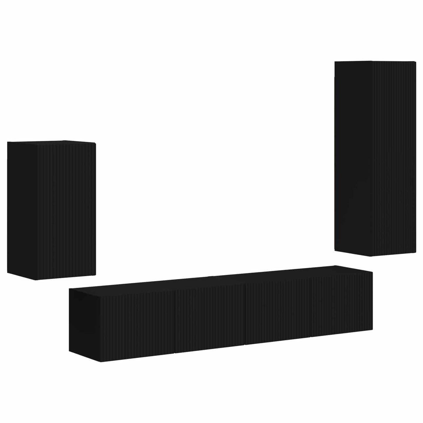 Set mobile TV Montaggio a parete 3 pcs Nero Legno multistrato