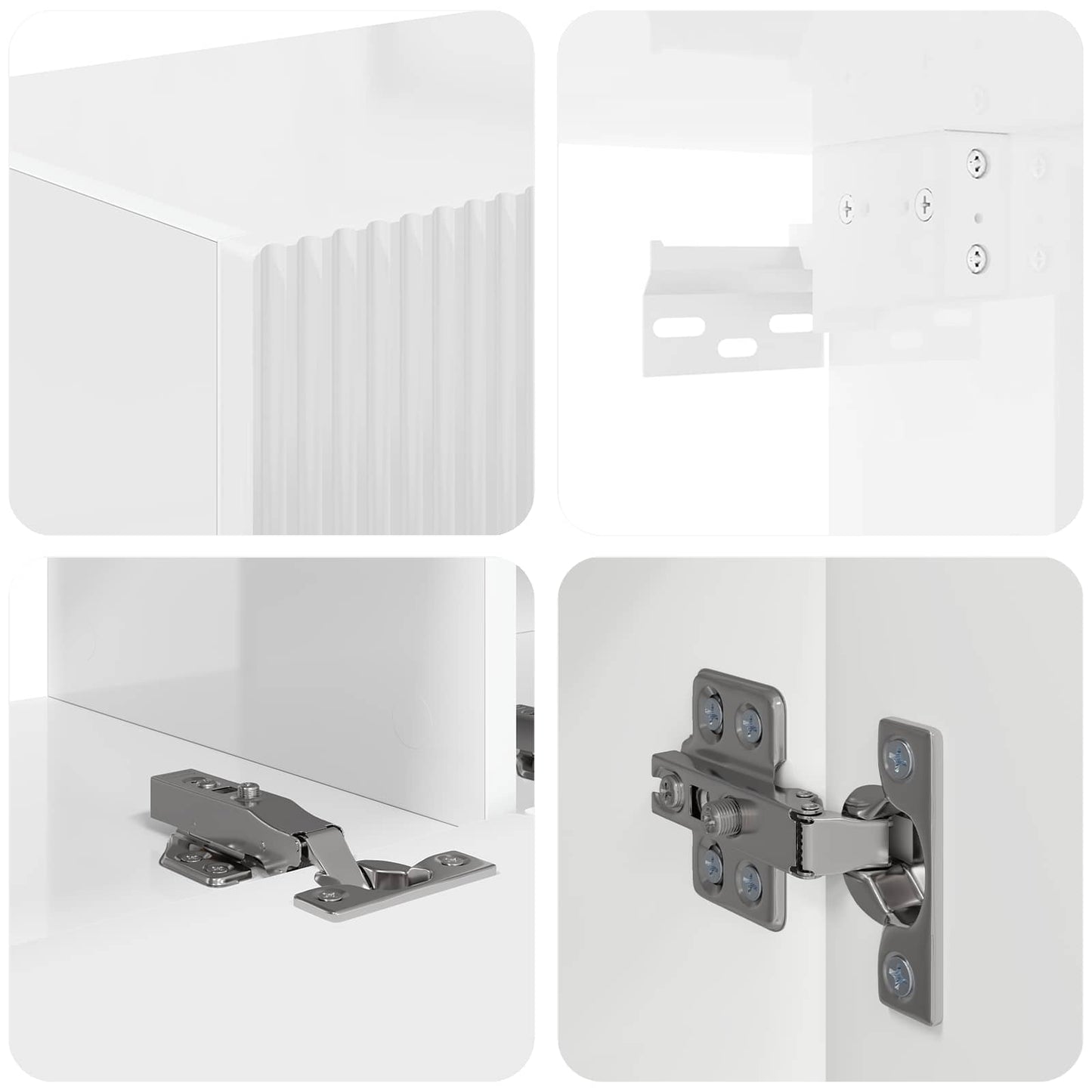 Set mobile TV 3 pcs Bianco Lucido Legno multistrato