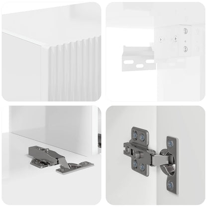 Set mobile TV 3 pcs Bianco Lucido Legno multistrato