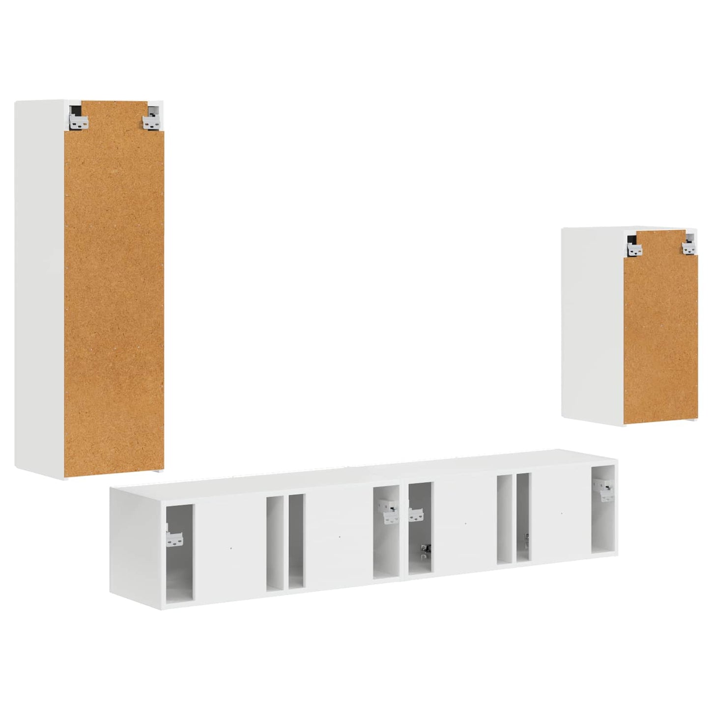 Set mobile TV 3 pcs Bianco Lucido Legno multistrato