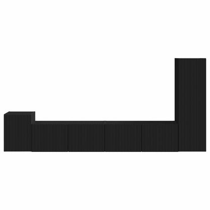 Set mobile TV Montaggio a parete 3 pcs Nero Legno multistrato