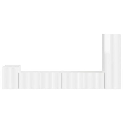 Set mobile TV 3 pcs Bianco Lucido Legno multistrato