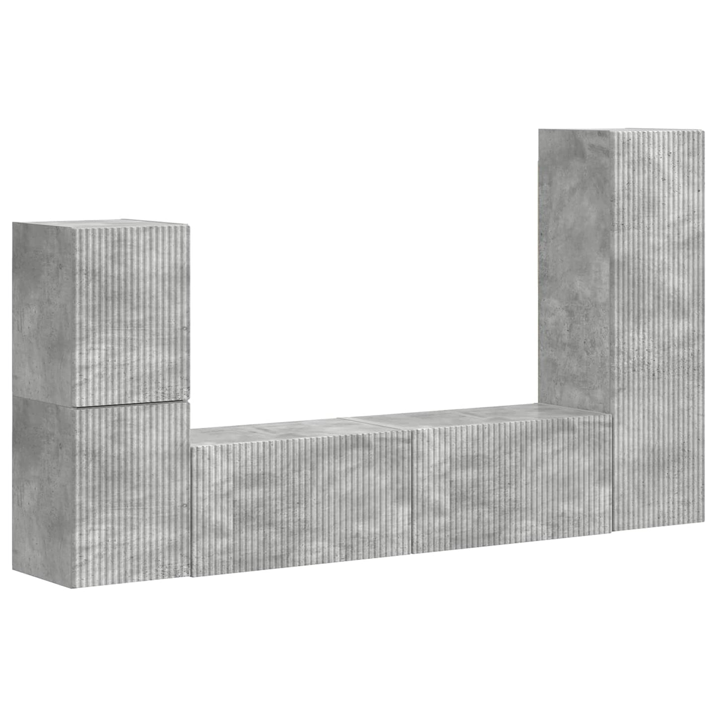 Set mobile TV 4 pcs Grigio cemento Legno multistrato