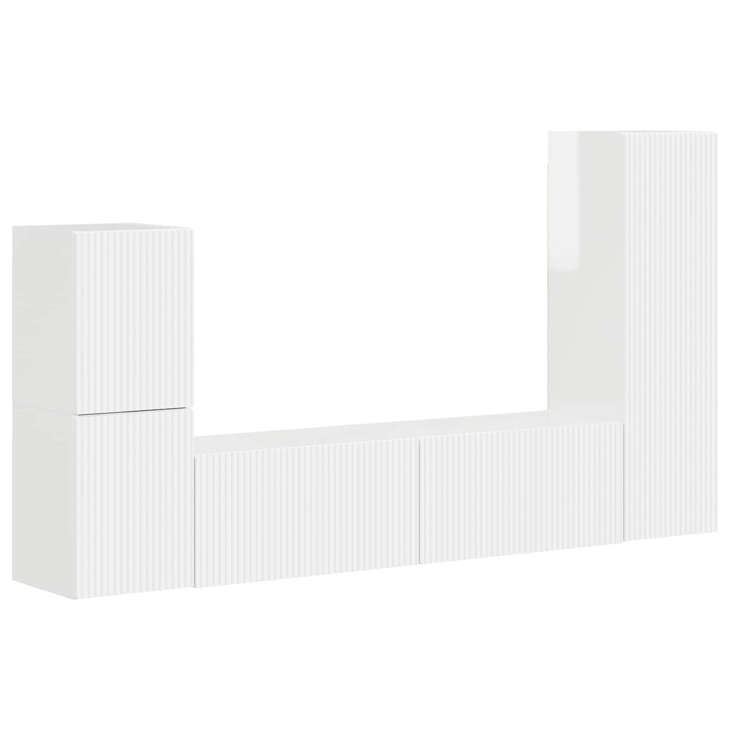 Set mobile TV 4 pcs Bianco Lucido Legno multistrato