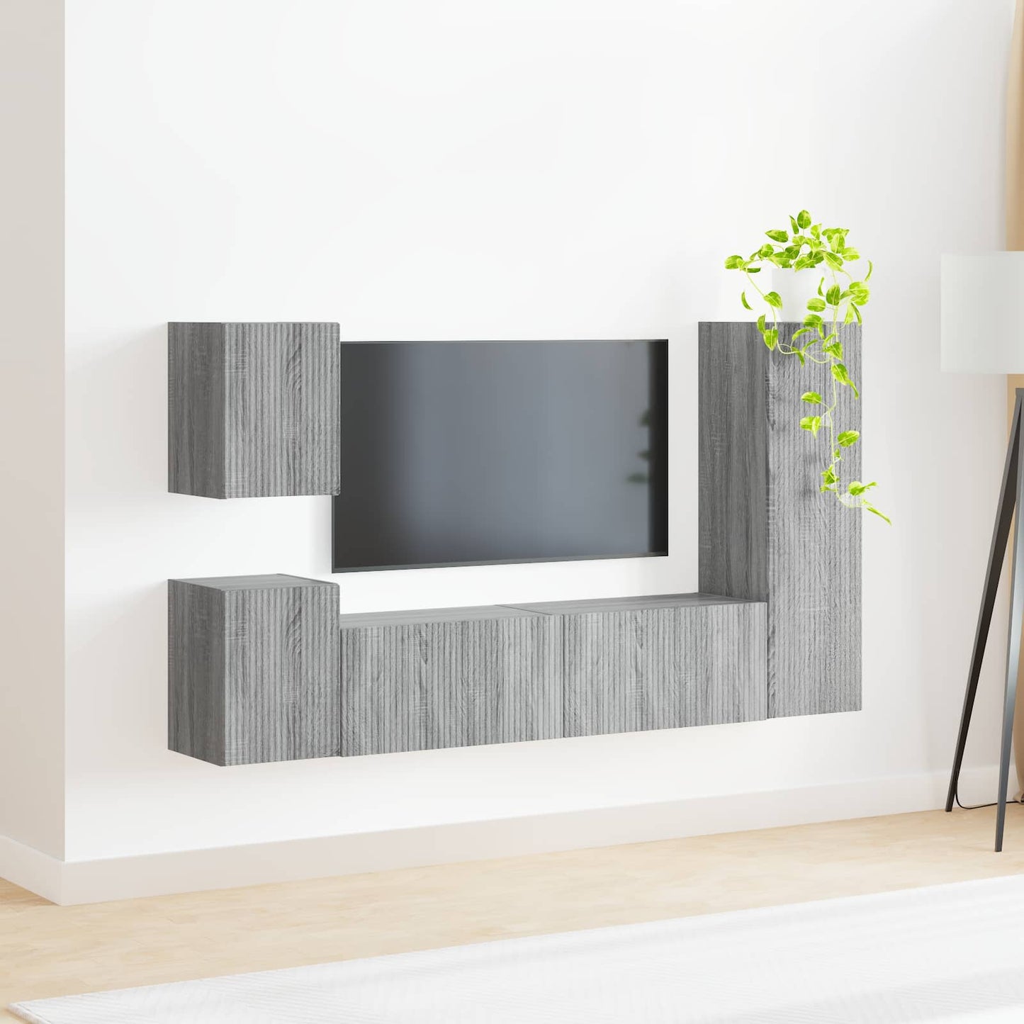 Set mobile TV 4 pcs Grigio Sonoma Legno multistrato