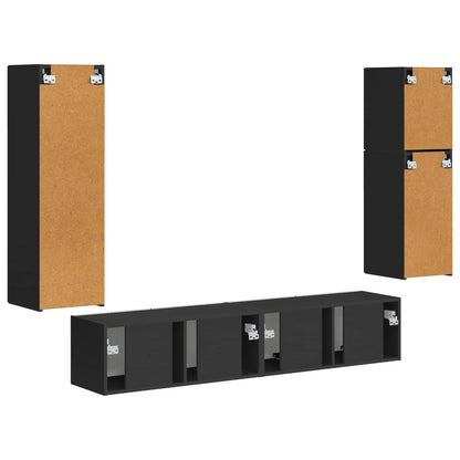 Set mobile TV 4 pcs Nero Legno ingegnerizzato | homemem39