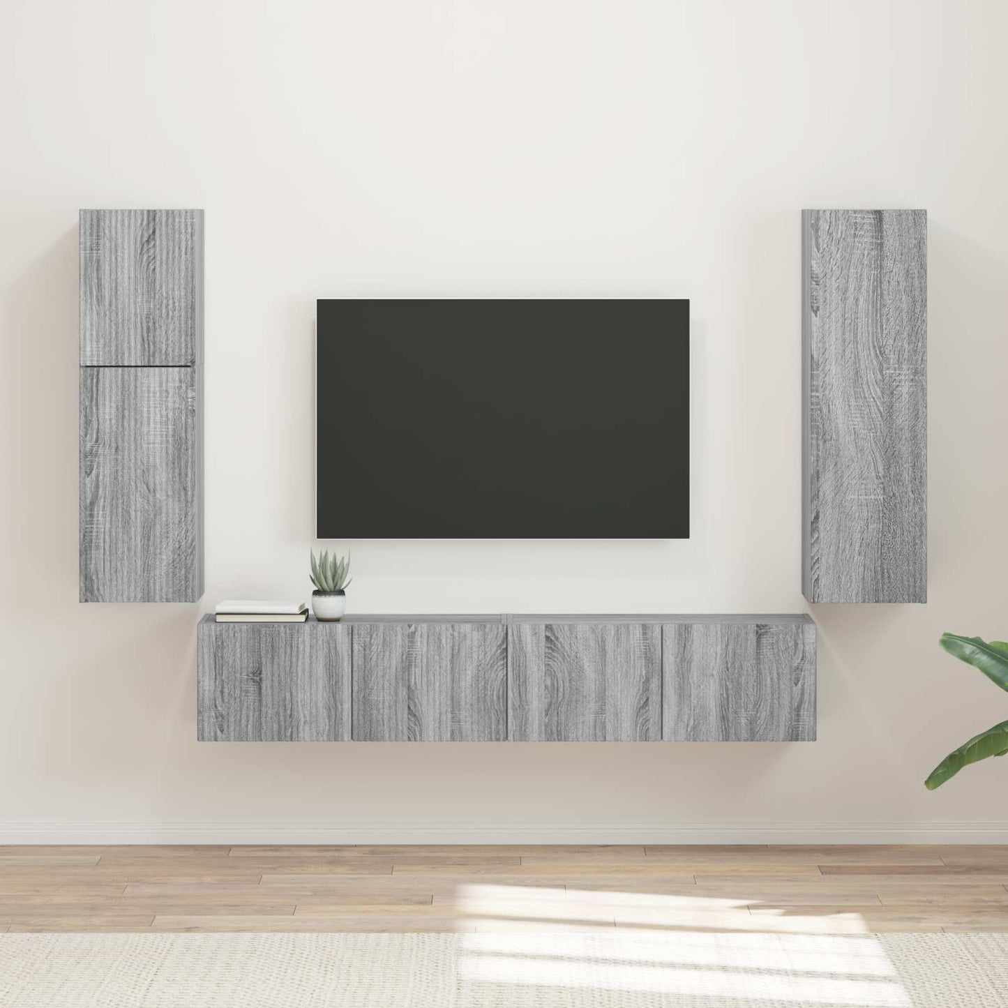 Set mobile TV 4 pcs Grigio Sonoma Legno multistrato